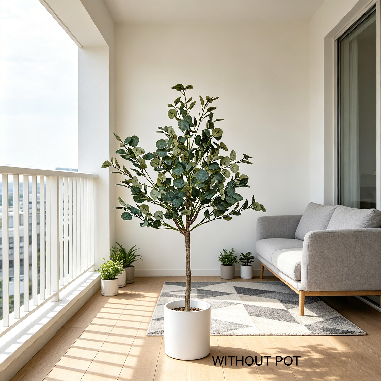 Ficus Lyrata Tree - 140cm Kunstmatige Eucalyptusplant UV-bestendig Kunstplant Binnen