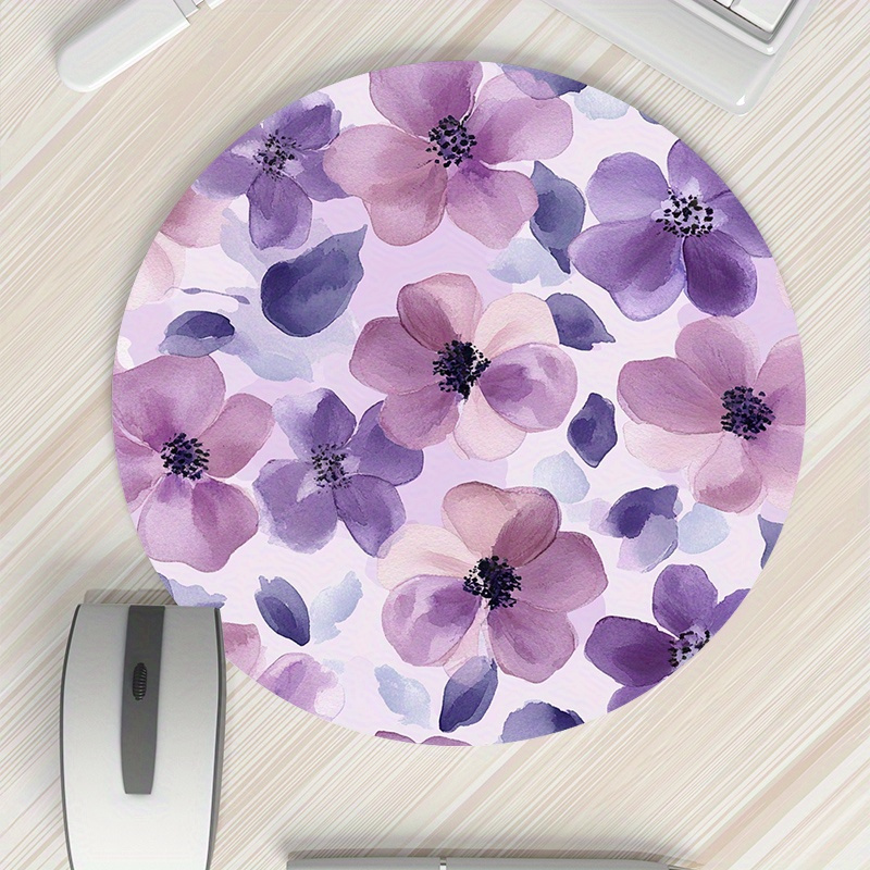 Tradescantia Purple - 1pc Paarse Bloemen Ronde Muismat Antislip