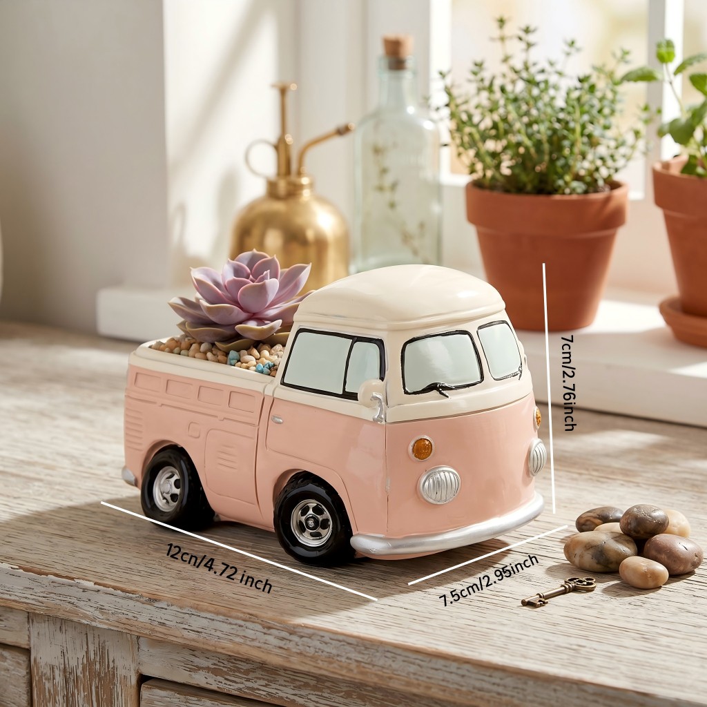 Vintage roze minibus succulent - Echeveria Succulent recensie en prijs
