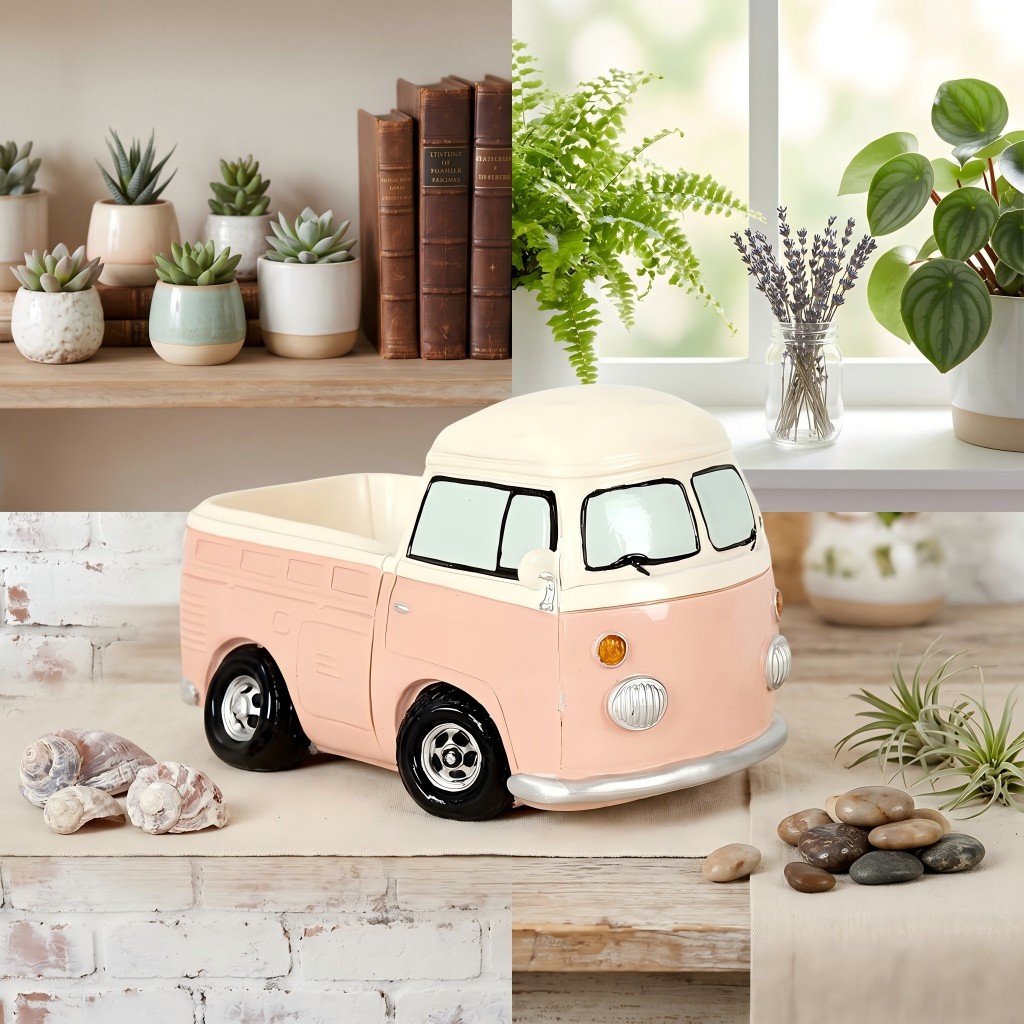 Vintage roze minibus succulent - Echeveria Succulent recensie en prijs